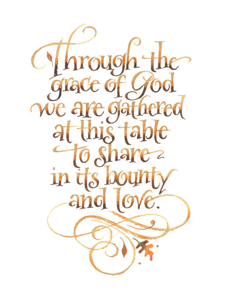 Through the Grace of God Thanksgiving Card Holly Monroe Calligraphy Print