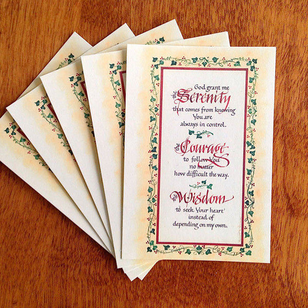Serenity Courage Wisdom Pass It On Card with Holly Monroe Calligraphy