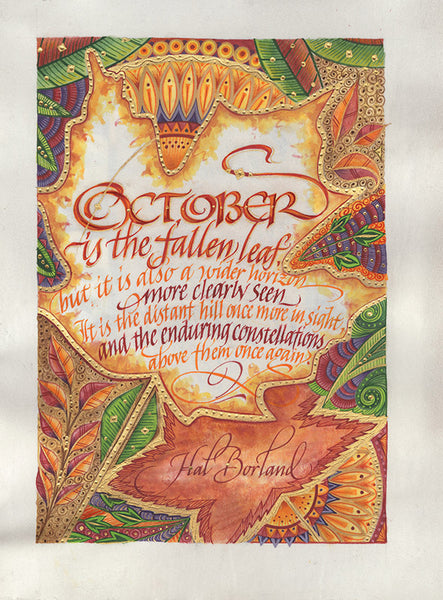 October Is The Fallen Leaf   Holly Monroe Calligraphy Print