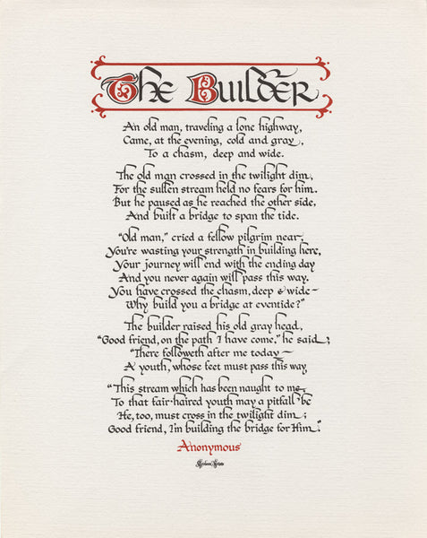 The Builder Archival Calligraphy Print by Holly Monroe