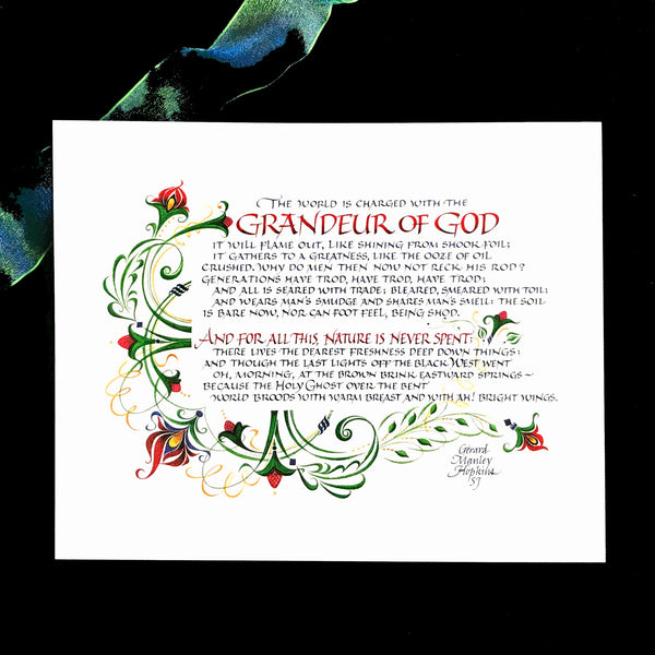 Grandeur of God by Gerard Manley Hopkins Holly Monroe calligraphy print