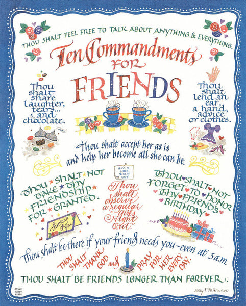 Ten Commandments For Friends Holly Monroe Calligraphy Print