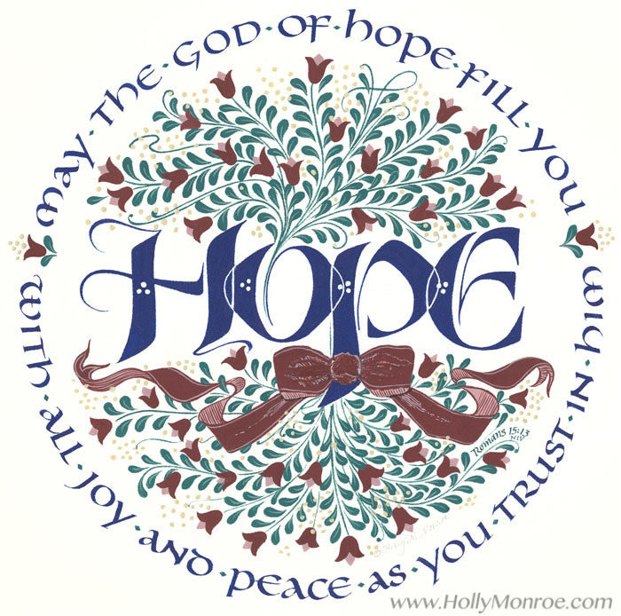 Hope roundel Romans 15 Holly Monroe Calligraphy print