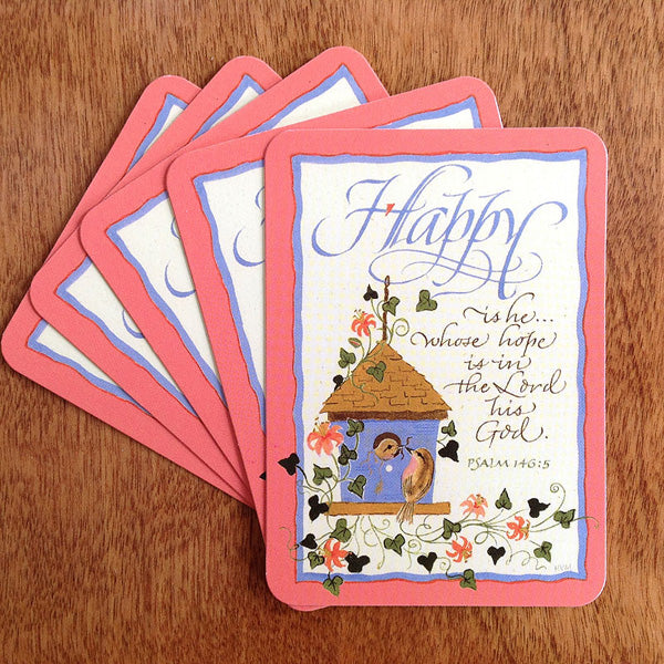 Happy Is He Pass It On Card with Holly Monroe Calligraphy