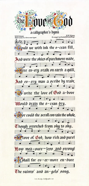 The Love of God calligraphy reproduction by Clifford Mansley
