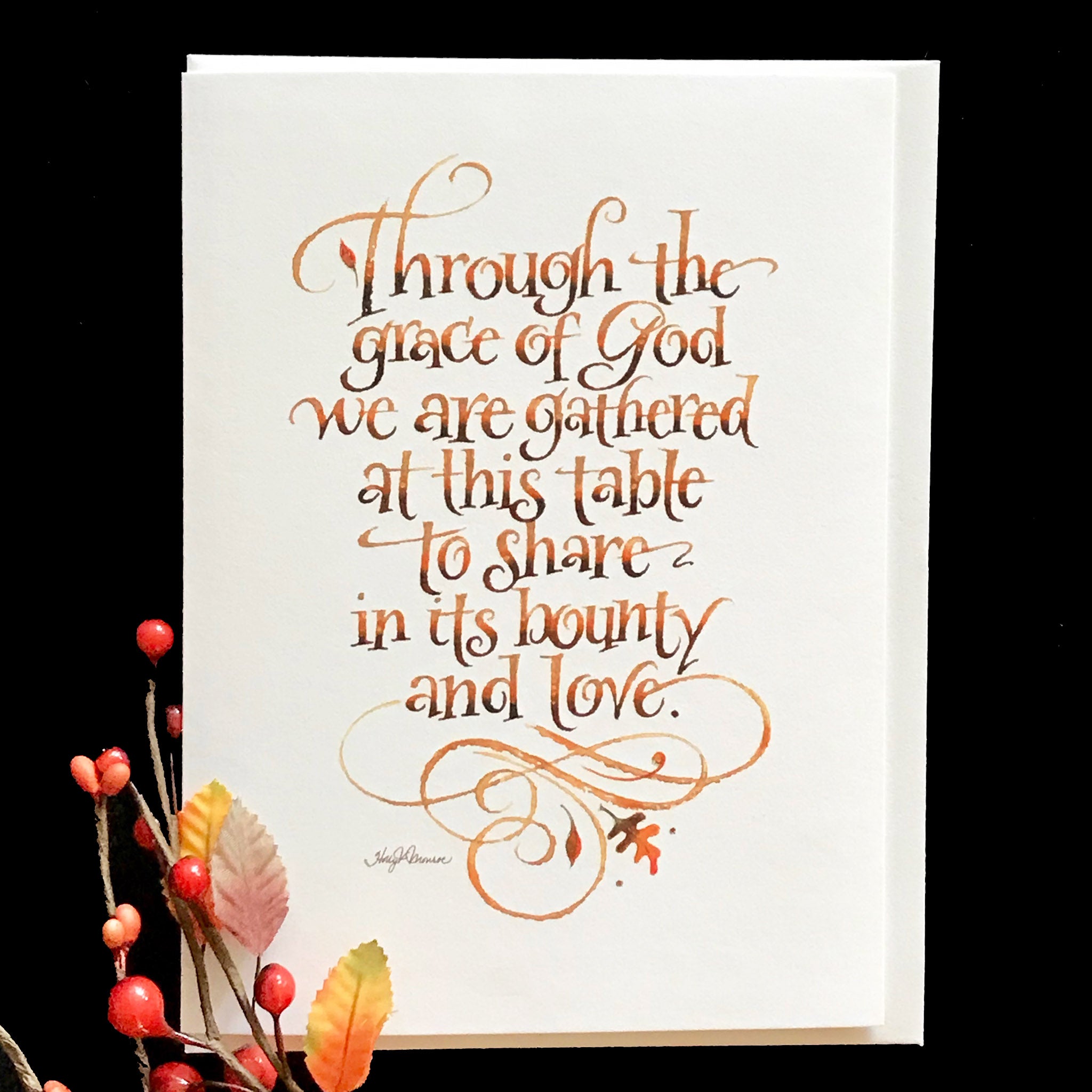 Through The Grace of God Thanksgiving Card Holly Monroe Calligraphy