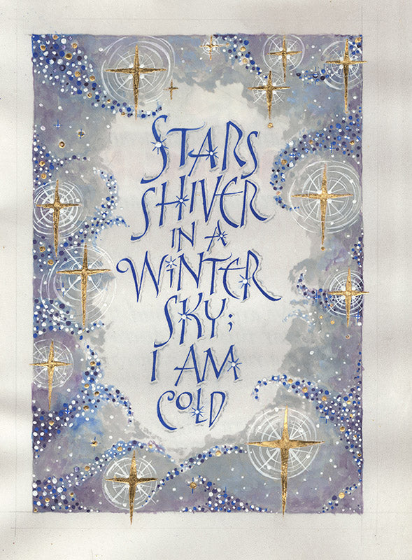 Stars Shiver in a Winter Sky  Holly Monroe Calligraphy Print