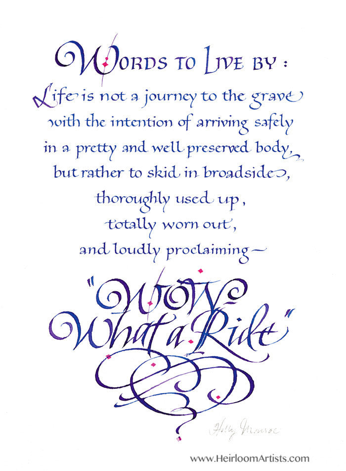 Wow What A Ride Holly Monroe Calligraphy Print