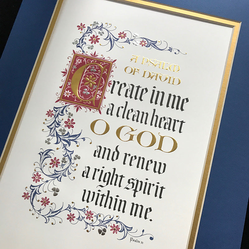 Create in Me a Clean Heart calligraphy print PS 51 Clifford Mansley