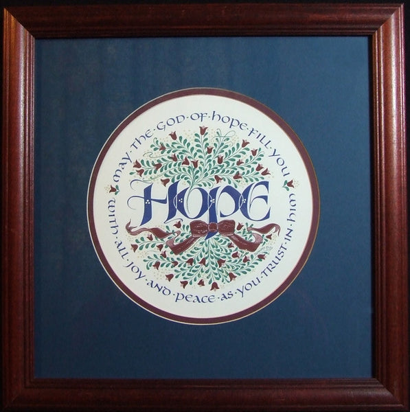 Framed Original art work Hope Roundel by Holly Monroe Calligraphy