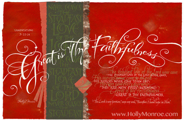 Great is Thy Faithfulness Holly Monroe calligraphy print Lamentations 3