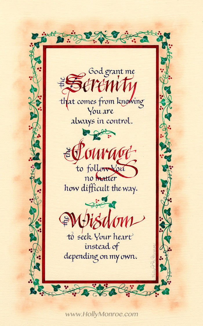 Serenity Courage Wisdom Holly Monroe Calligraphy Print 