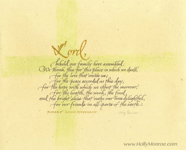 Robert Louis Stevenson Lord Behold Our Family Holly Monroe Calligraphy Print 