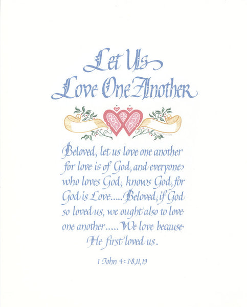 Fine Art Calligraphy Print Let Us Love One Another by Holly Monroe calligraphy