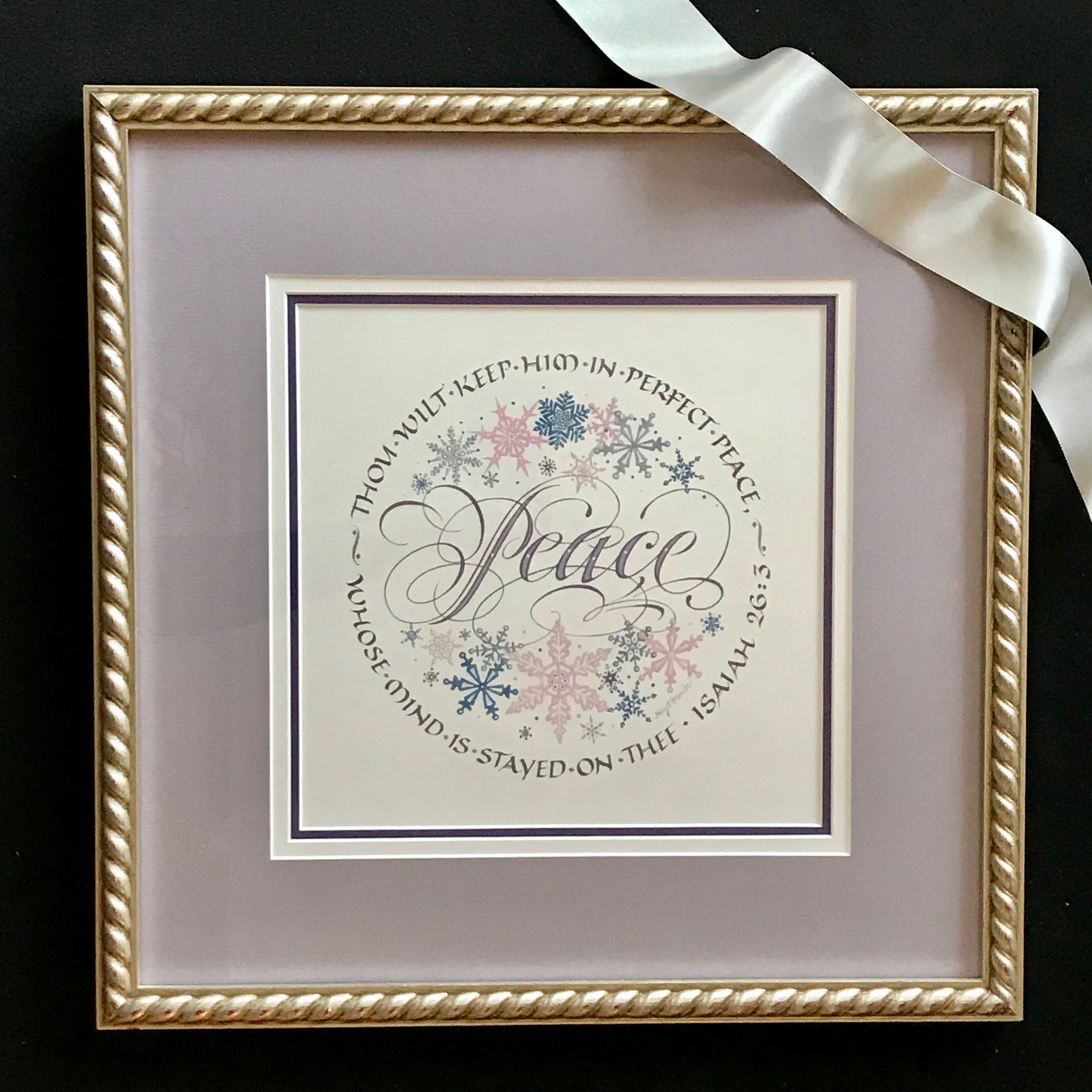 Peace Isaiah 26 3 Framed Original Calligraphy Print by Holly Monroe