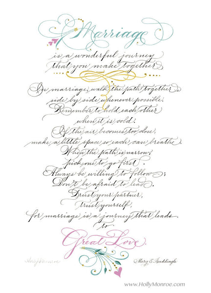 Marriage Great Love Holly Monroe Calligraphy Print 