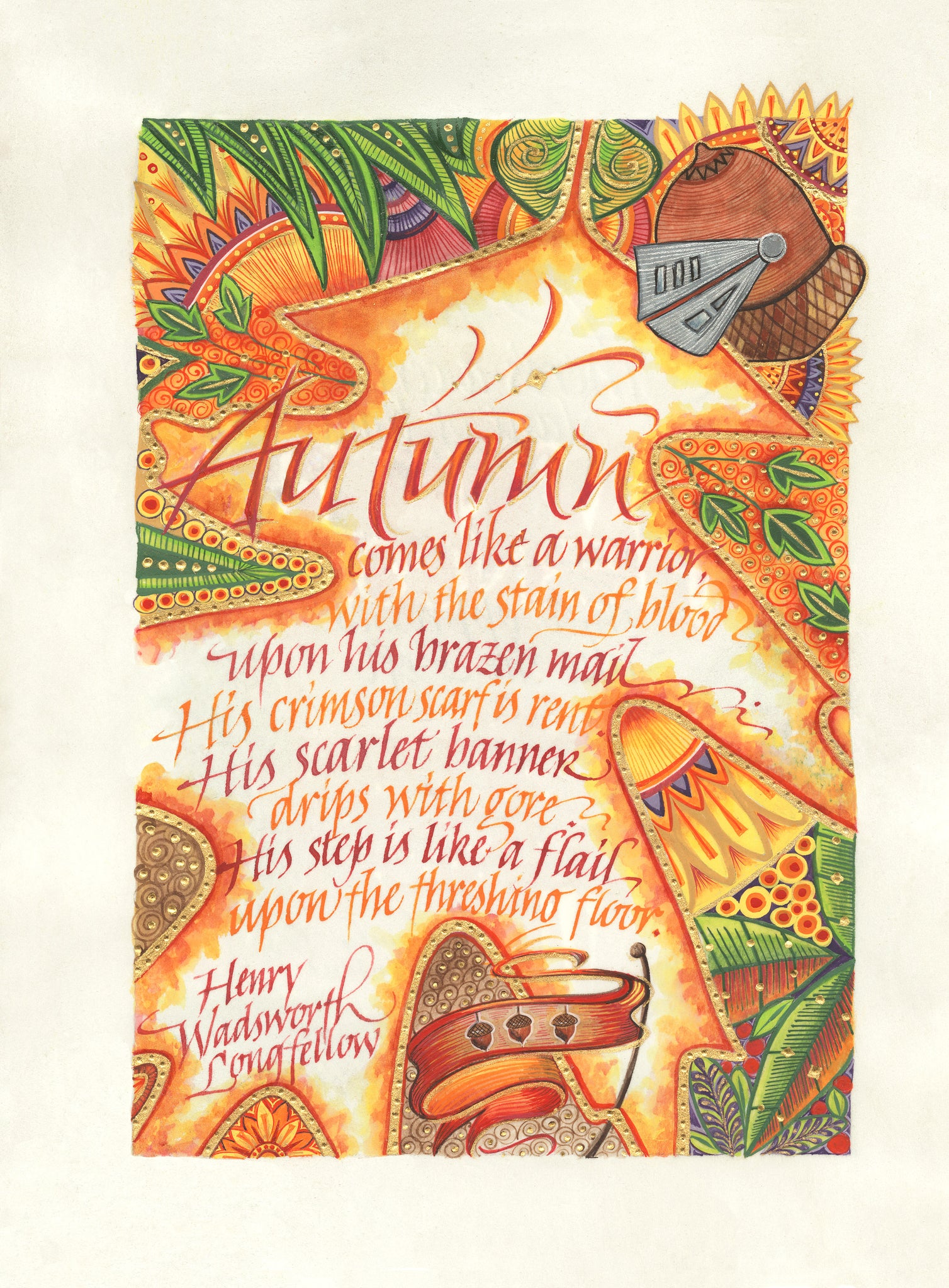 Autumn Comes Like A Warrior  Holly Monroe Calligraphy Print