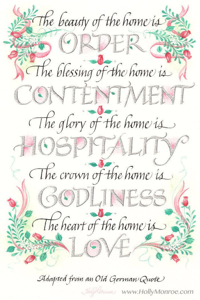 Holly Monroe Calligraphy The Beauty Of The Home Art Print German Quote