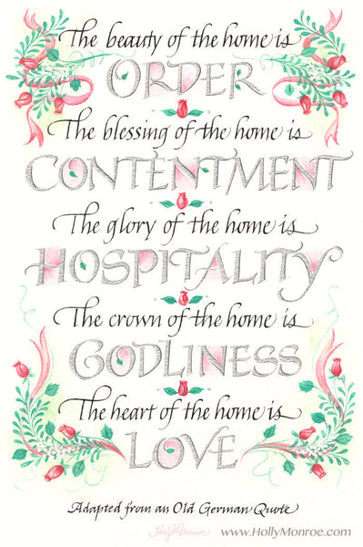 Holly Monroe Calligraphy The Beauty Of The Home Art Print German Quote