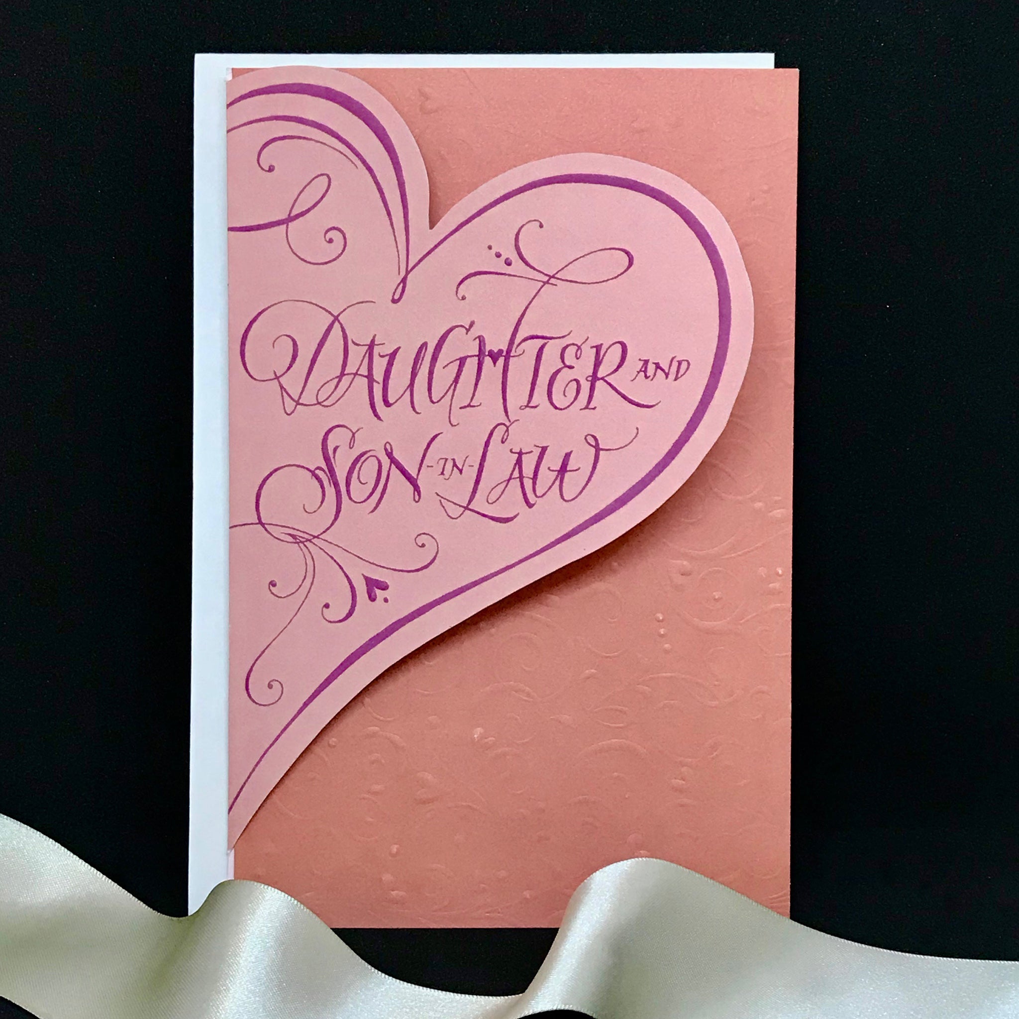 Daughter and Son in Law anniversary flourished calligraphy card Holly Monroe 