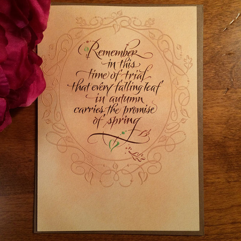 Remember in this time of trial encouragement card lettered by Holly Monroe.