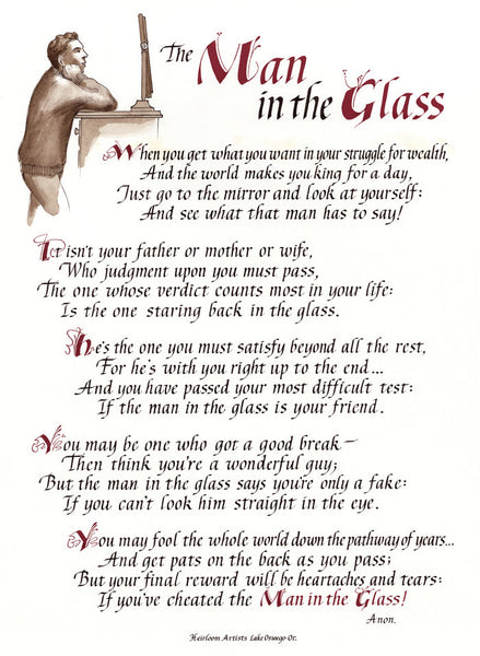 The Man In The Glass Calligraphy Print Clifford D Mansley Sr