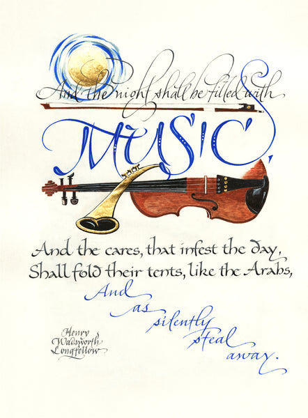 And the Night Shall be filled with Music - Holly Monroe Calligraphy Print