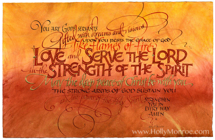 Holly Monroe calligraphy print Love and Serve the Lord benediction prayer